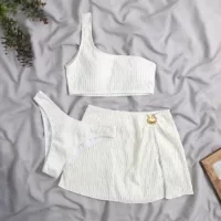 2023 новый сексуальный купальник-бикини AliExpress Amazon из трех частей на одно плечо с открытой спиной, Европейская и американская внешняя торговля, трансграничный