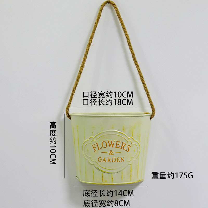 Retro hierro forjado pared flotante canasta de flores canasta de flores decoración de pared jardín patio balcón interior pared colgante barril