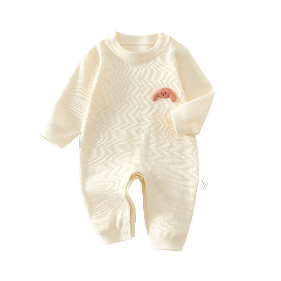 Newborn Class A Spring and Autumn Shoulder Buckle Long-sleeved Jumpsuit Pajamas Boneless Home Clothes Cotton Baby Outgoing Clothes