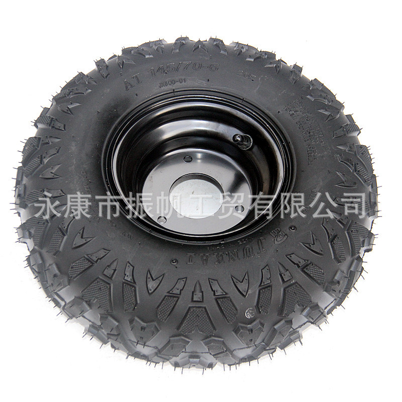 Modified Electric Beach Bike Go-Kart Tire 145/ 70-6inch A-Shaped Vacuum Tire with 3-Hole Wheel Hub Accessories