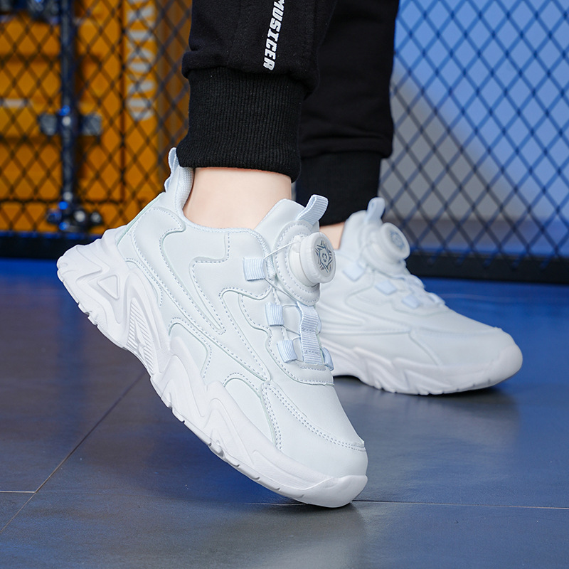 Zapatillas de deporte de comercio exterior transfronterizo de jardín de infantes Zapatos de cuero para niños de rendimiento para hombres y mujeres Estudiantes de niños Zapatos blancos de malla para niños medianos y grandes para niños