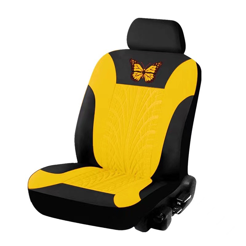 Cubierta de asiento de automóvil de comercio exterior transfronterizo mariposa logo tela sangría prensa cubierta de asiento universal de coche conjunto de 2 piezas