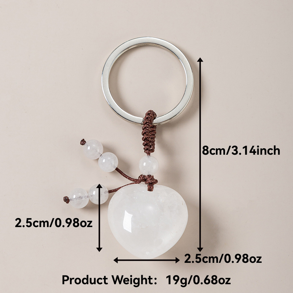 21g Weight Keychain Classification 1 Piece Quantity Holiday, Daily Occasion Crystal, Agate Material Heart Shape Pattern Unisex Gender Simple Style Style Simple Style Heart Shape Crystal Agate Unisex Keychain 11