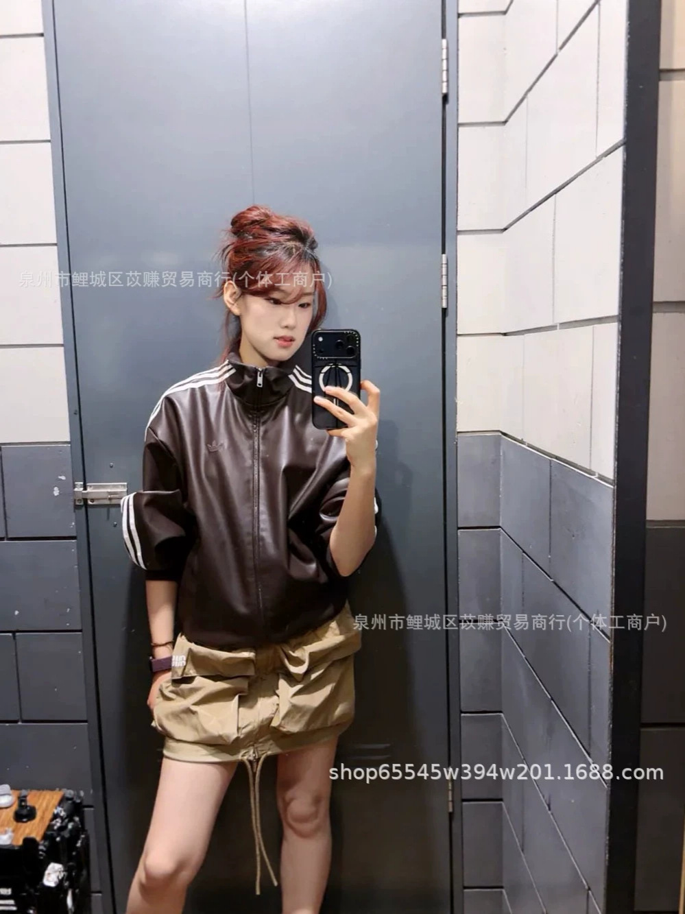 2026 New Vintage Style Three-Stripe Stand-Up Collar Leather Jacket, Spring and Autumn Fashionable Versatile Sports Coat