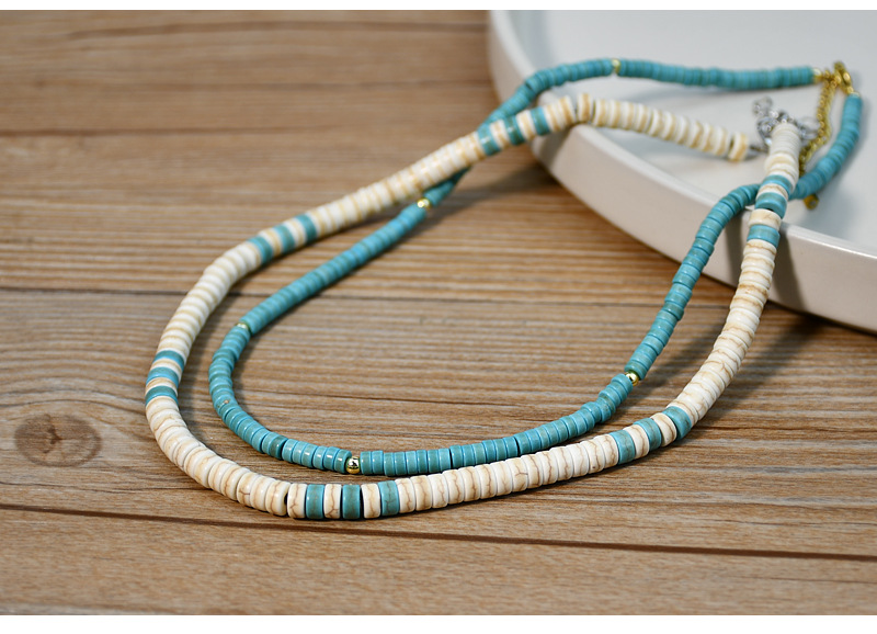 Fashion Geometric turquoise Mixed materials Copper Necklace 1 Piece