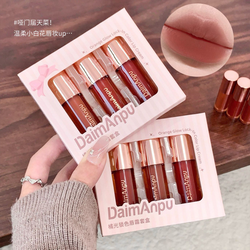 Daimanpu naranja brillante bloqueo crema labial suave niebla mate seda de desarrollo de color leche no seco maquillaje transfronterizo coreano