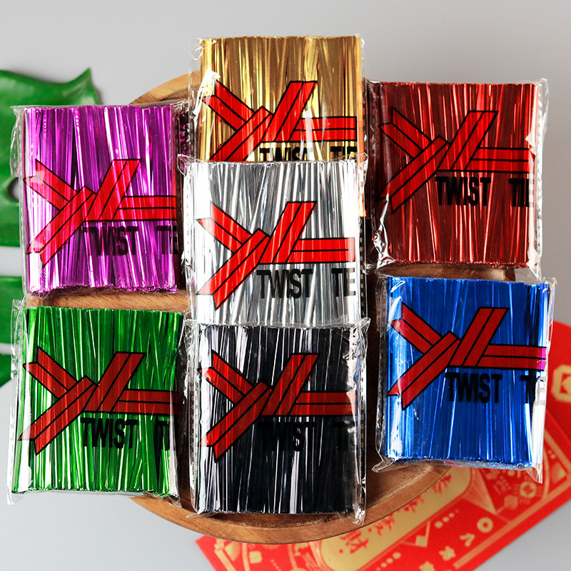 Multicolor Bread West Point Toast Bag Tie Silk Binding Rope Food Lollipop Packaging Sealing Tie Gold Silver Tie
