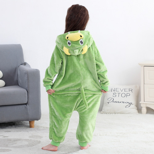 michley children's cartoon jumpsuit flannel pajamas animal shape dinosaur home clothes flannel pajamas