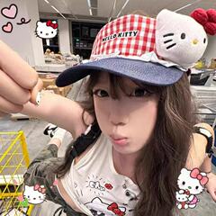 新款Kitty猫空顶防晒帽甜酷少女风夏季遮阳帽户外出游太阳帽帽子