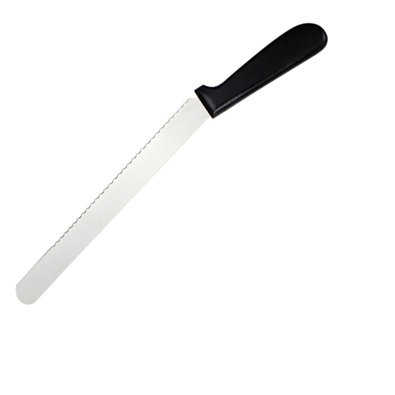 Stainless steel plastic handle bread knife serrated non-slag cutting toast slice cake knife baking tools wholesale