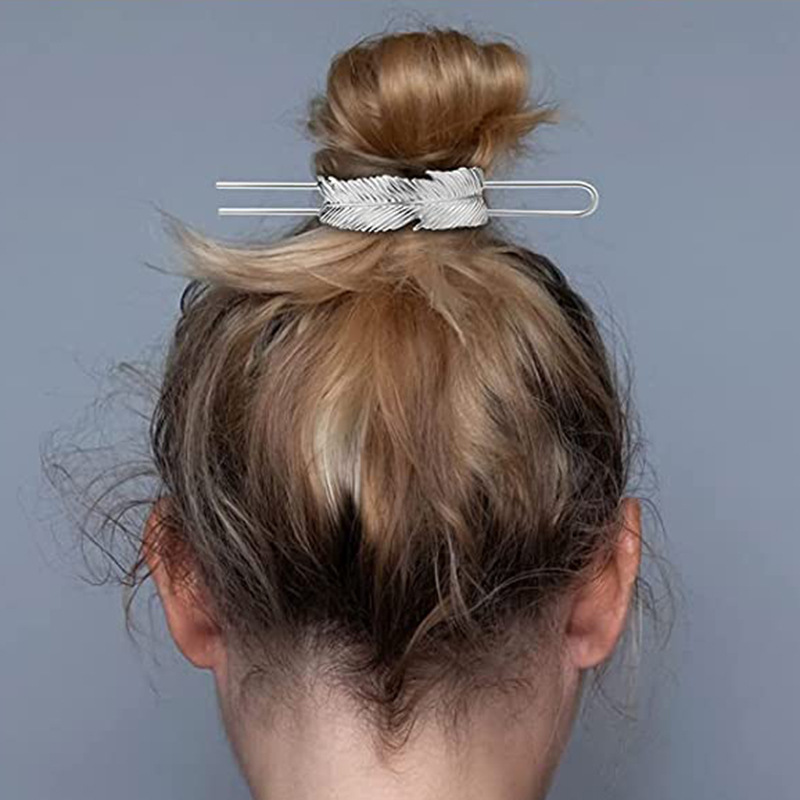 Suministro transfronterizo europeo y americano elegante horquilla traje deja pluma metal forma geométrica accesorios para el cabello tocado adulto