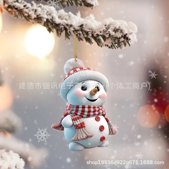 国境を越えた新製品アクリルかわいいアニメクリスマス雪だるま自動車掛け家クリスマスツリー飾り飾り飾り|undefined