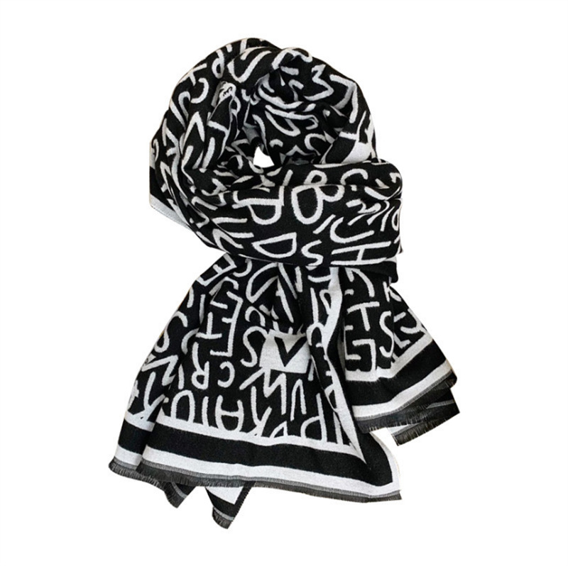 lenço de caxemira com letras moda feminina versátil elegante xale lenço quente transmissão ao vivo_voghion.com