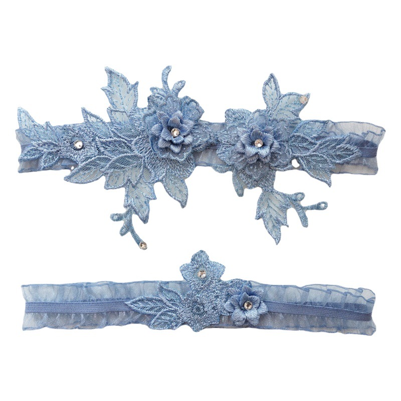 LW60 sexy lace blue garter European and American bridal lace stockings with elastic thigh ring cross-border foreign trade