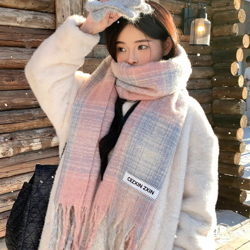纯色加厚大围巾女士冬天学生百搭披肩高级感加长保暖情侣围脖批发|undefined