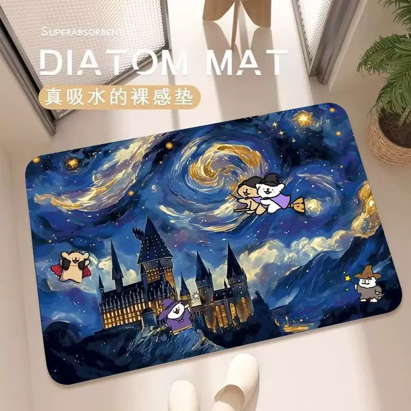 Линия щенок мультфильм коврик для ванной комнаты второго поколения диатомовая грязь для ванной впитывает воду.