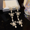 Fashionable earrings from pearl, universal advanced design silver needle with tassels, light luxury style, silver 925 sample, high-quality style, trend of season