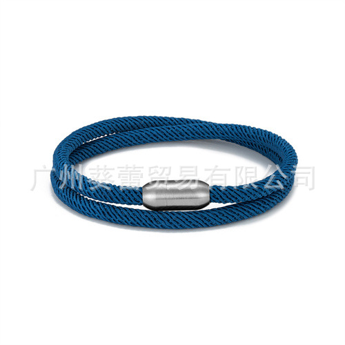 クロスボーダーの人気カジュアルアウトドア男性ブレスレットステンレス磁気ボタン二重ミラノロープカップルの手綱工場直売