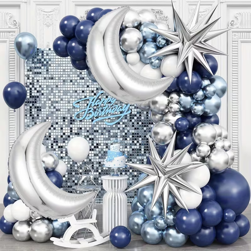 Cross-border night blue explosion star arch birthday wedding opening…