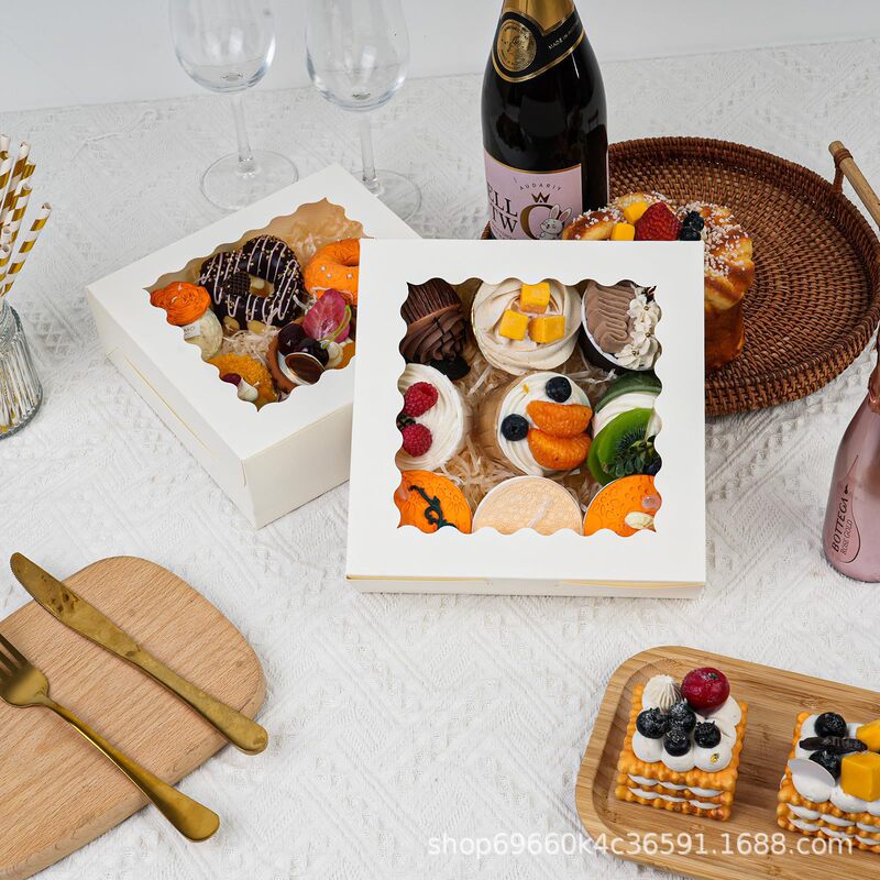 外国貿易ラウンド空箱正方形カップケーキボックス 4/6/12 個クロスボーダー卸売マフィンカップケーキボックス在庫あり|undefined