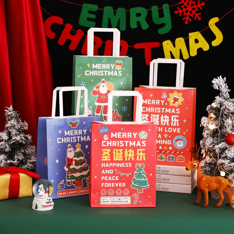 圣诞节手提礼品袋纸袋平安果包装袋糖果包装手拎袋圣诞礼物袋子