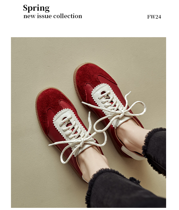 Giày sneaker nữ phối màu dây buộc đế phẳng phong cách thể thao — màu nâu chi tiết 12