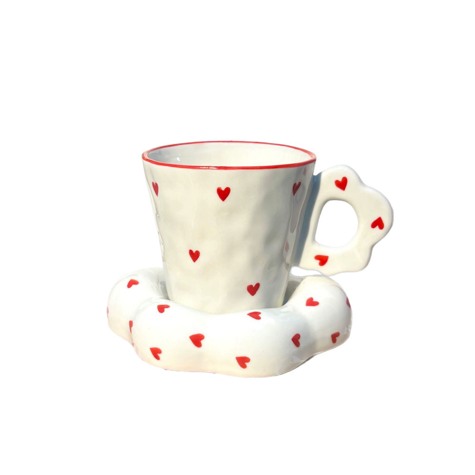 Корейский стиль стиль ин сүй HAND-painted любовь любовь керамическая тарелкаHand-pinch миска высокая ценность чашка кофе и блюдце овальная тарелка
