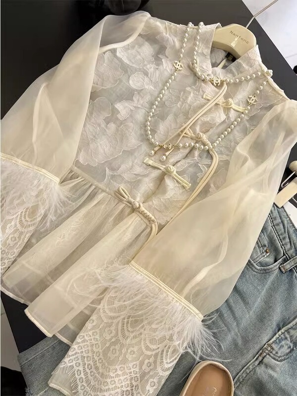 1269 New Chinese Style National Style Shirt Women's Spring and Summer Design Sense Improved Chinese Element High-grade Sense Button Stand Collar Long Sleeve 1269 New Chinese Style National Style Shirt Women's Spring and Summer Design Sense Improved Chinese Element High-grade Sense Button Stand Collar Long Sleeve