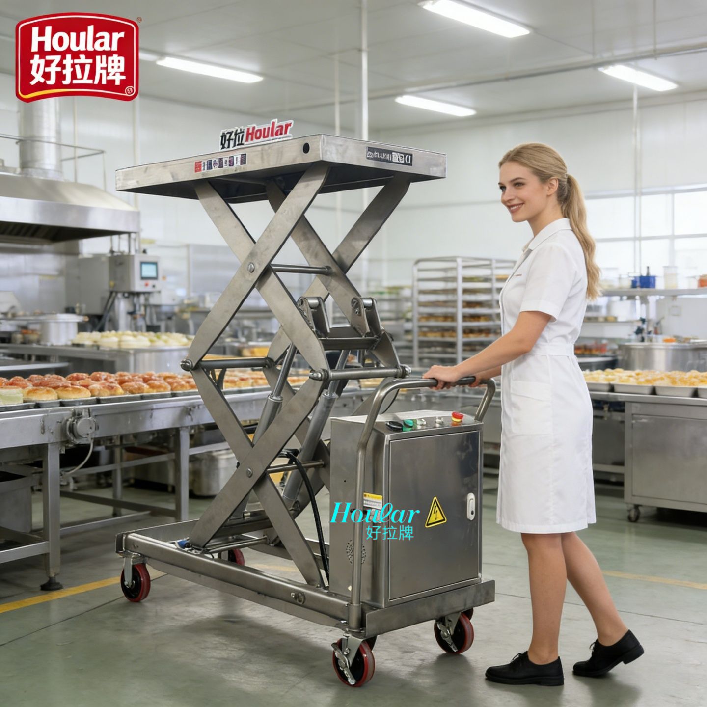 PT500A载重300kg不锈钢平台车全304SUS不锈钢液压手动升降平台车