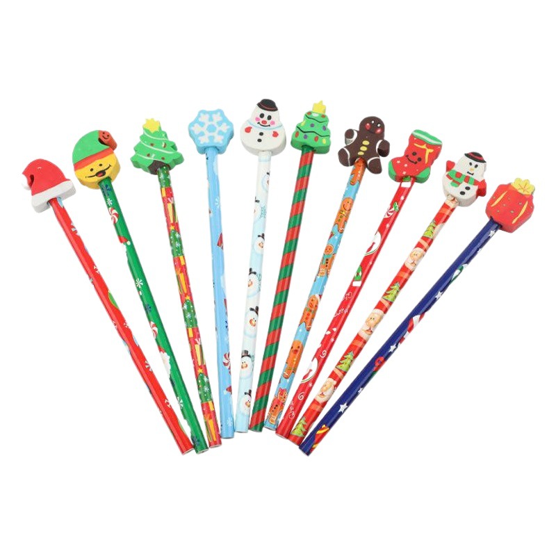 Navidad lápiz pintura dibujos animados borrador estudiante escritura HB lápiz niños papelería boceto pluma fábrica al por mayor