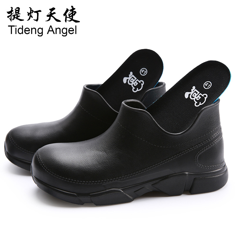 源头工厂厨师鞋男轻便防滑防水防油时尚低帮短筒水靴厨师靴089