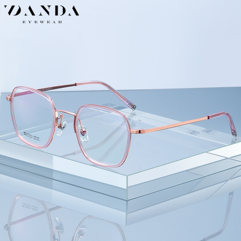 Nueva placa gafas marco hombres r2316 moda multilateral puro Titanium llanura gafas bola abierta puede ser equipado con gafas de miopía mujeres