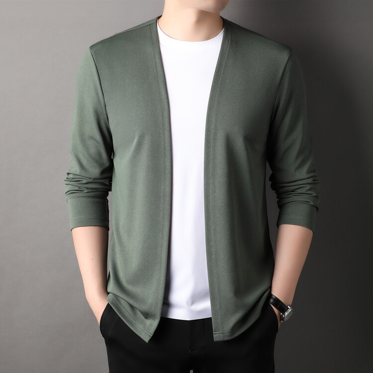 Spring Men's Cardigan Korean Style Youth Trendy Solid Color Knit Casual Slim Fit Long Sleeve Men's Thin Jacket Dropshipping