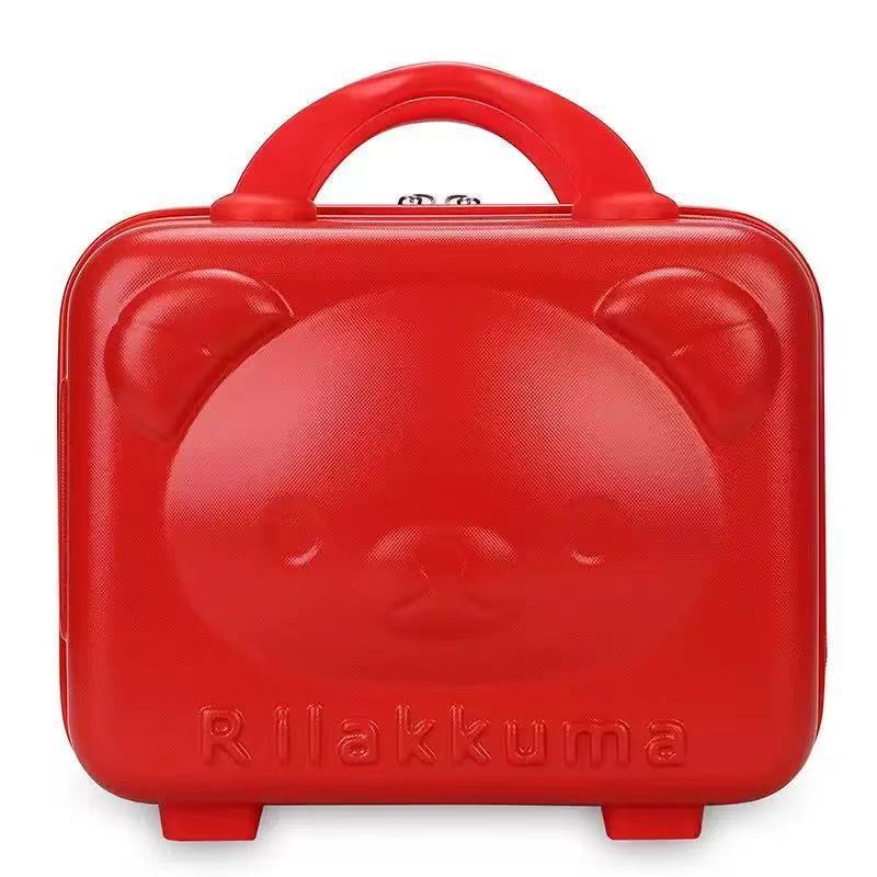 Oso estuche cosmético con caja de regalo portátil Mini maleta de 14 pulgadas equipaje colgante femenino estudiante de dibujos animados 3D