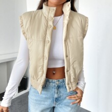 ZZ9151 欧美风新款秋冬无袖棉马甲女短款外套时尚休闲跨境女装
