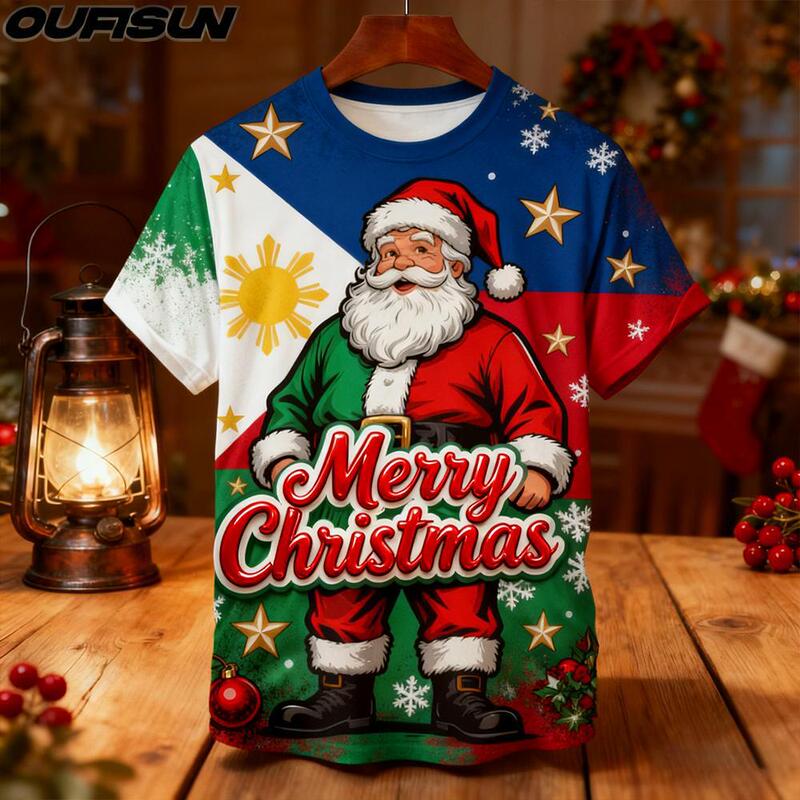 Shopee Southeast Asia Christmas T-Shirt Festive Loose Round Neck Santa Claus Pattern Short-Sleeved Philippine Flag Top Shopee Southeast Asia Christmas T-Shirt Festive Loose Round Neck Santa Claus Pattern Short-Sleeved Philippine Flag Top