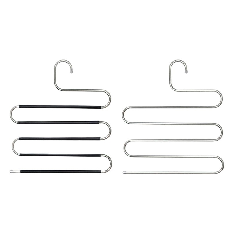 Kaiwang pantalones de acero inoxidable rack engrosado 8MM multi-funcional magia S-tipo multi-capa pantalones clip colgando pantalones de almacenamiento Armario Rack