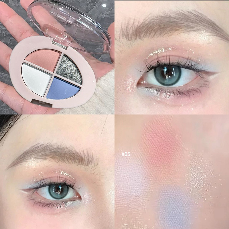 HERORANGE Sweet Gravity Eye Shadow Plate de cuatro colores, brillo de perla mate, brillo de alto brillo, sombras de ojos transfronterizas