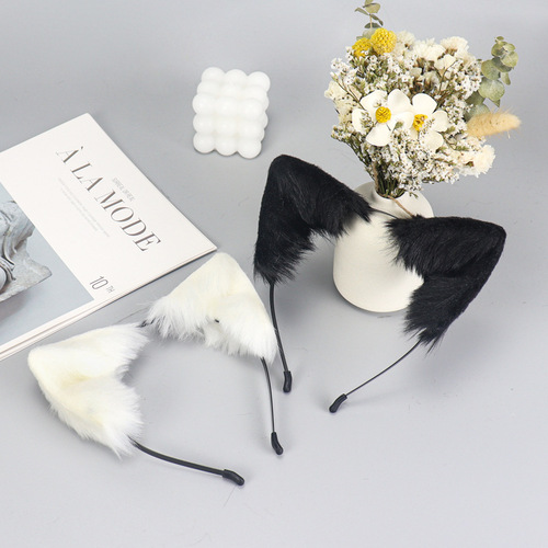 Hand-made simulated fox cat ears headband plush animal ear headband cosplay costume props KC headwear accessories