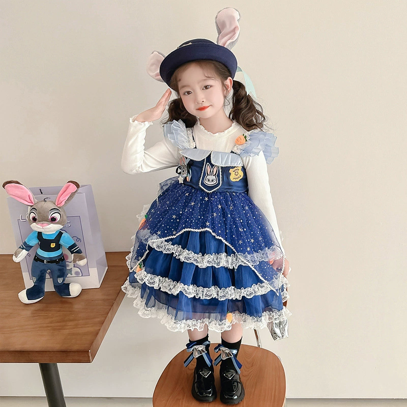 Летний маленький костюм принцессы, детское платье, кролик, юбка, стильLolita, подарок на день рождения, полицейский