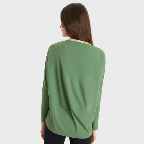 A drop-shipping spring and autumn nude loose yoga long-sleeved breathable and versatile fitness sports top for women