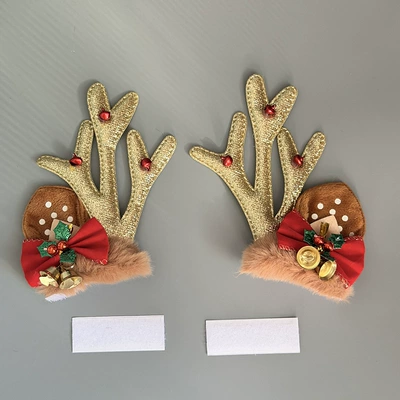 Christmas Helmet Decoration Horns: Motosiklet dəbilqələri - colorful-christmas-deer-1-pair-gold