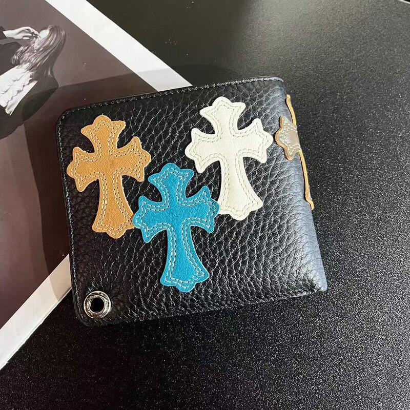 克罗风进口牛皮彩色贴皮十字架按扣零钱包拉链卡包钥匙包男女通用|undefined