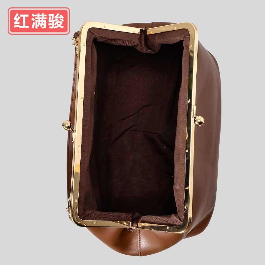 Light Luxury Niche Design Clasp Bag, Fashionable Evening Bag, Large Capacity Women's Handbag, Straw Woven Stone Grain Tote - Thumbnail 4