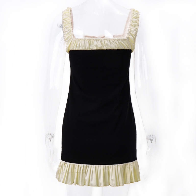 Spring Summer Sexy Sexy Slim Fit Contrast Colors Ruffled Dress