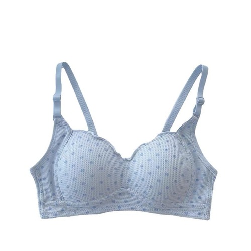 Polka-dot girl underwear, sweet, small breasts, no rims, anti-sagging, comfortable and breathable French student bra for women