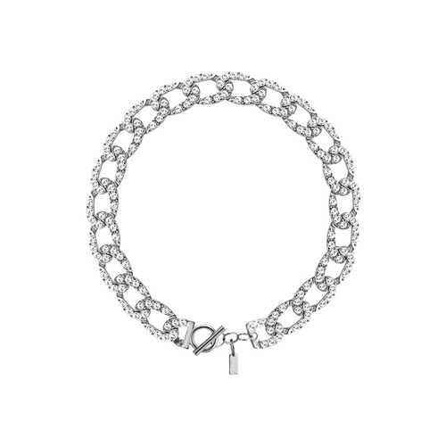 Elegant Cuban Link Diamond Necklace for Women, Ins-inspired Minimalist Luxury Brand Lockchain, Choker Necklace with a Chic and Refined Style