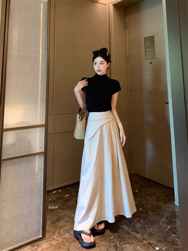 大码时尚微胖MM高腰A字半身裙加长版a字裙半身裙女装初夏季遮胯|undefined