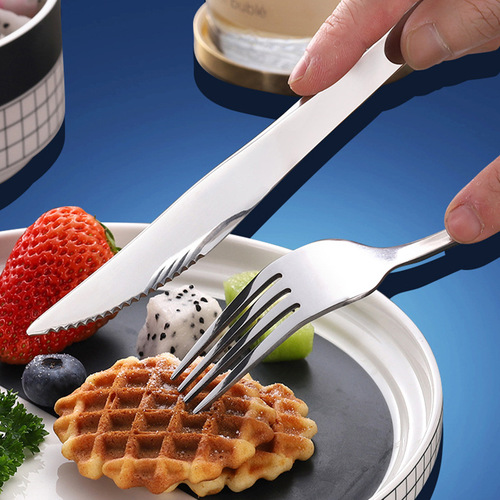1012 stainless steel round tip spoon Western food knife and fork spoon creative coffee ice cream spoon long handle soup spoon can be printed with logo