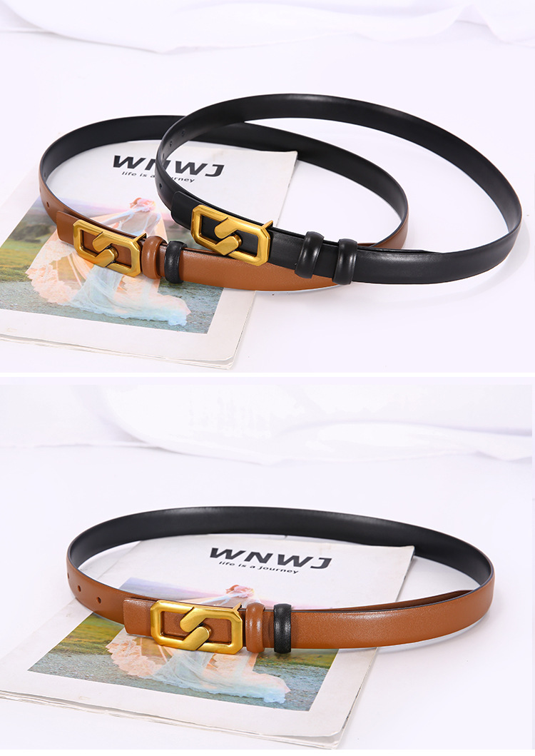 Nový opasek Ins Style Dámský kožený opasek Oboustranný použitelný hovězí kožený opasek Lehký luxusní kožený opasek Niche pro ženy_voghion.com